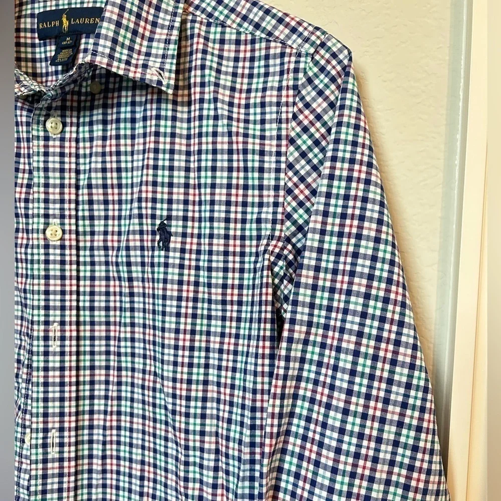 RALPH Lauren button down long sleeve boys shirt, sz Medium 10/12, classic plaid